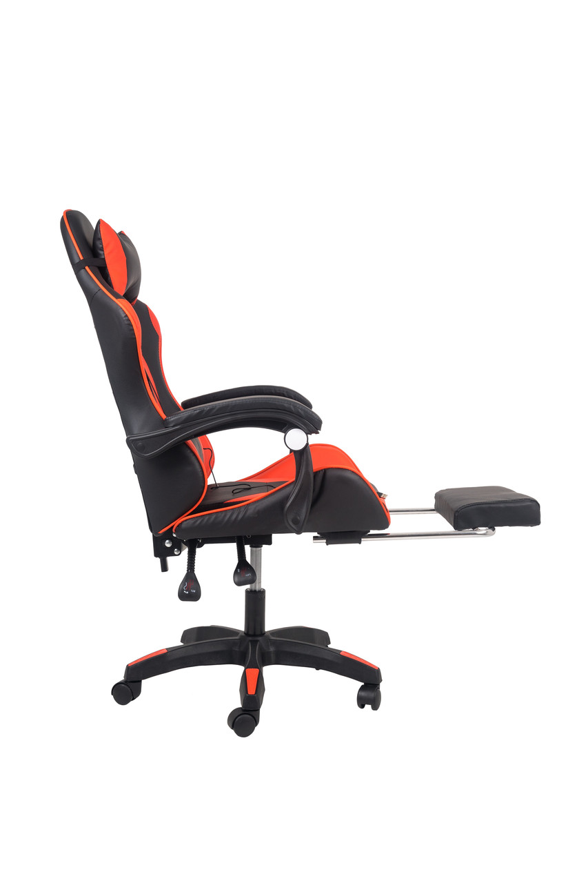 Кресло массажное Calviano 1583 с подножкой черно-красный - фото 2 - id-p216384671