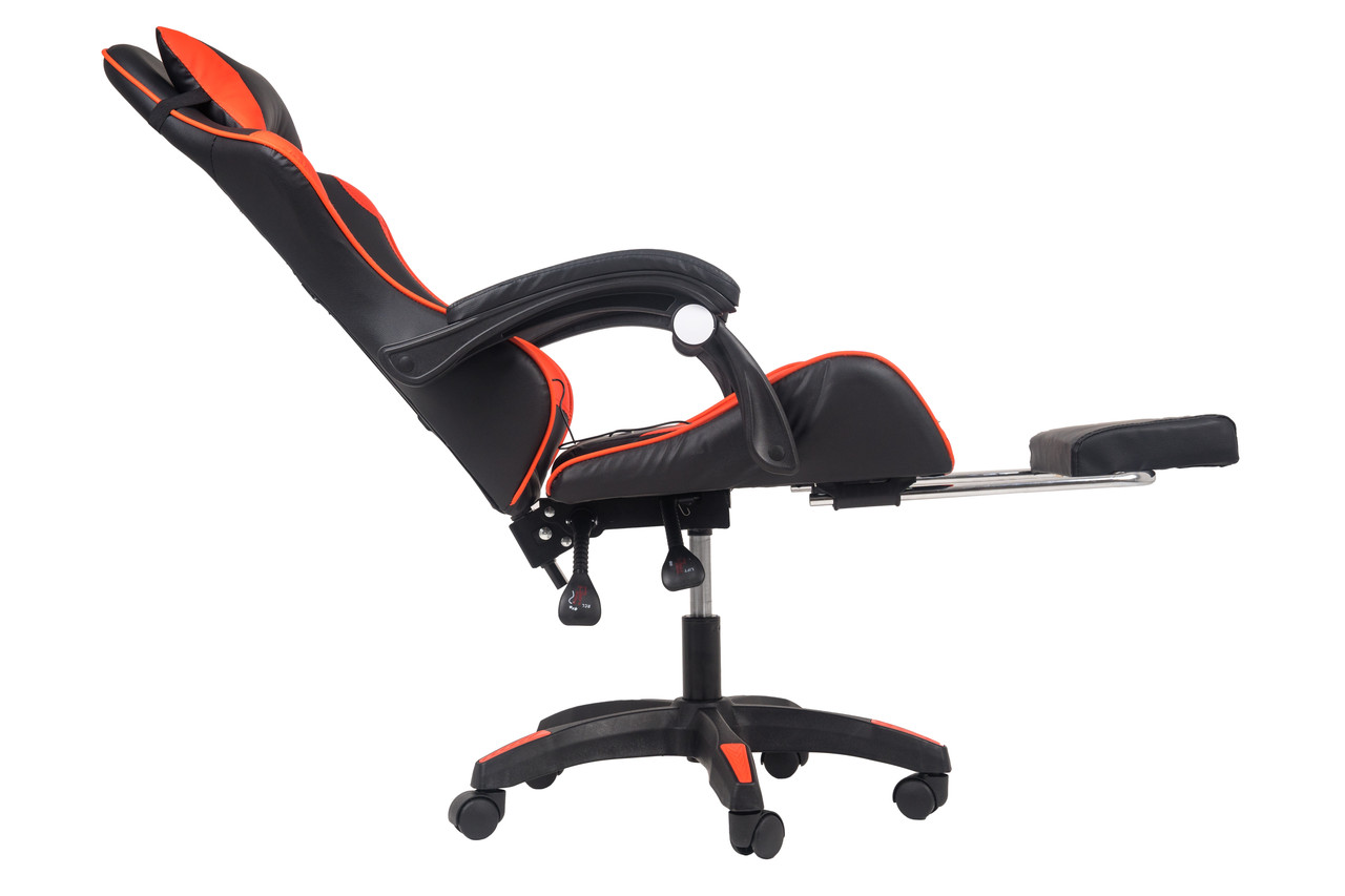 Кресло массажное Calviano 1583 с подножкой черно-красный - фото 3 - id-p216384671