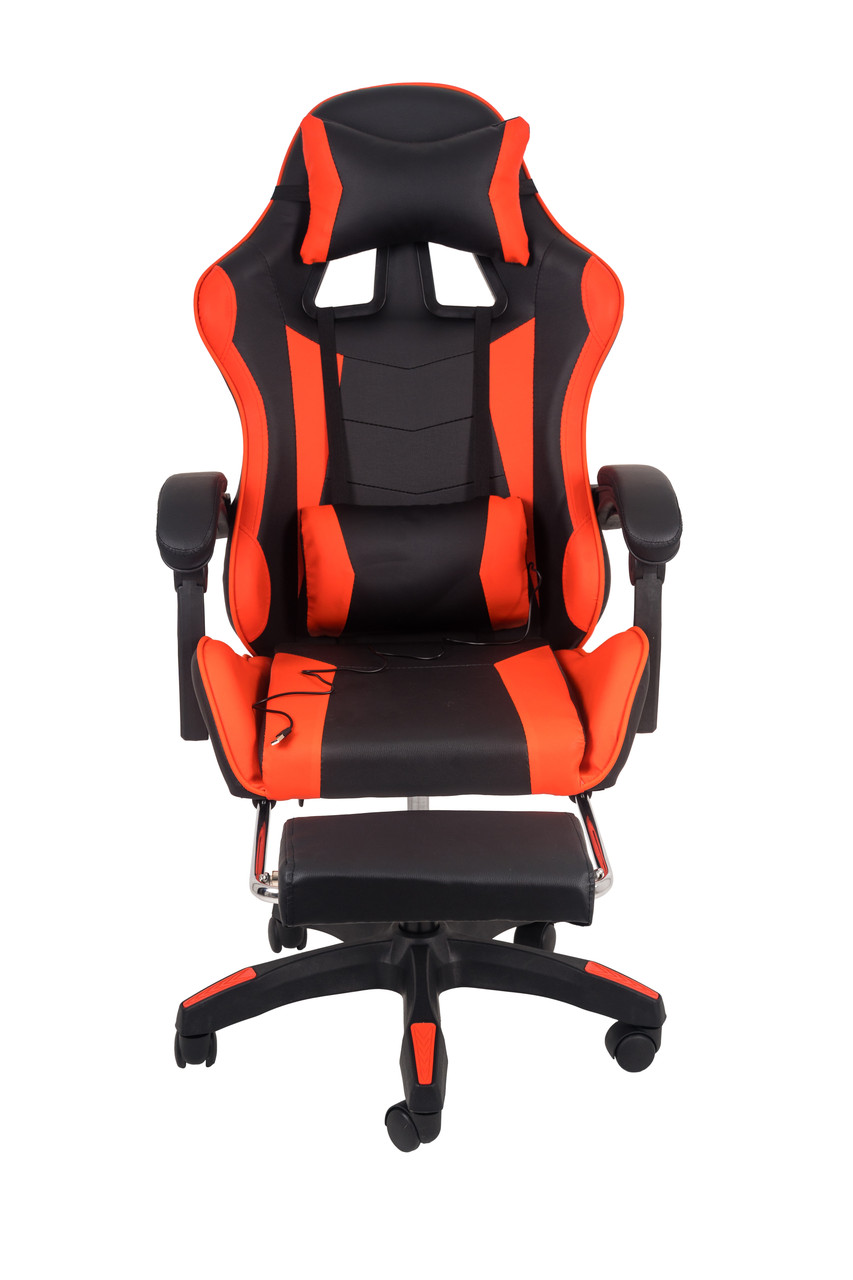 Кресло массажное Calviano 1583 с подножкой черно-красный - фото 6 - id-p216384671