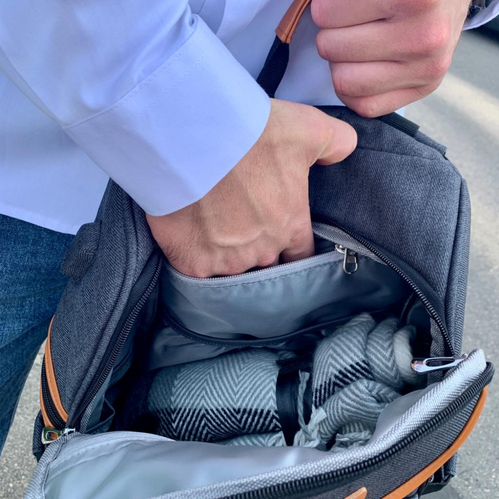 Спортивный стильный рюкзак OMASKA с USB / термо / непромокаемое отделение Темно-серый - фото 7 - id-p216373795