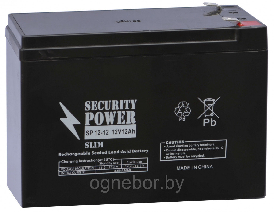 Аккумуляторная батарея Security Power SP 12-12 F2 12V/12Ah Slim - фото 1 - id-p216391299