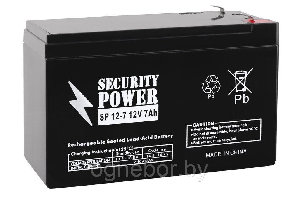 Аккумуляторная батарея Security Power SP 12-7 F1 12V/7Ah - фото 1 - id-p216391552