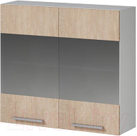 Шкаф навесной для кухни Genesis Мебель Алиса 12 800 со стеклом