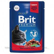 Brit Premium влажный корм для кошек 85 г (говядина и горошек)