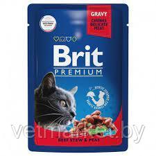 Brit Premium влажный корм для кошек 85 г (говядина и горошек)