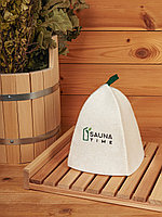 Шапка для бани и сауны из войлока с вышивкой "Sauna Time"