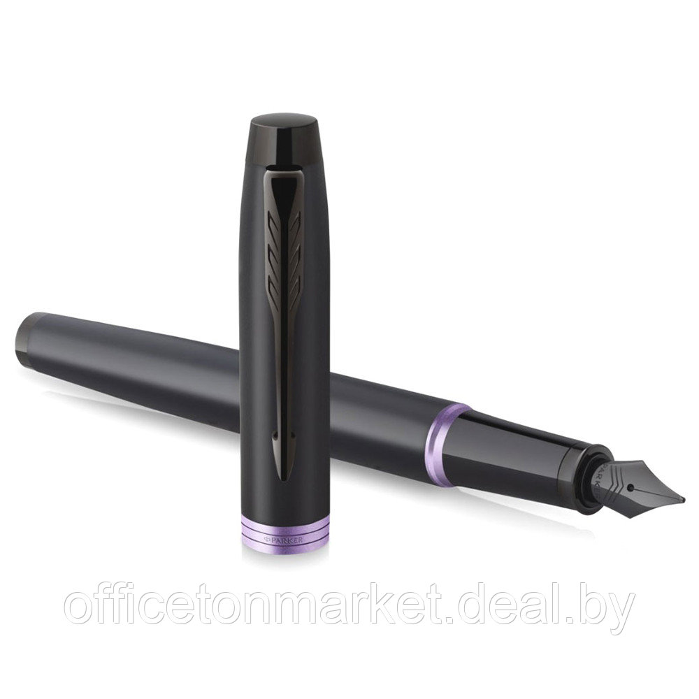Ручка перьевая Parker "IM Vibrant Rings F315", M, черный, фиолетовый, патрон синий - фото 3 - id-p215230440