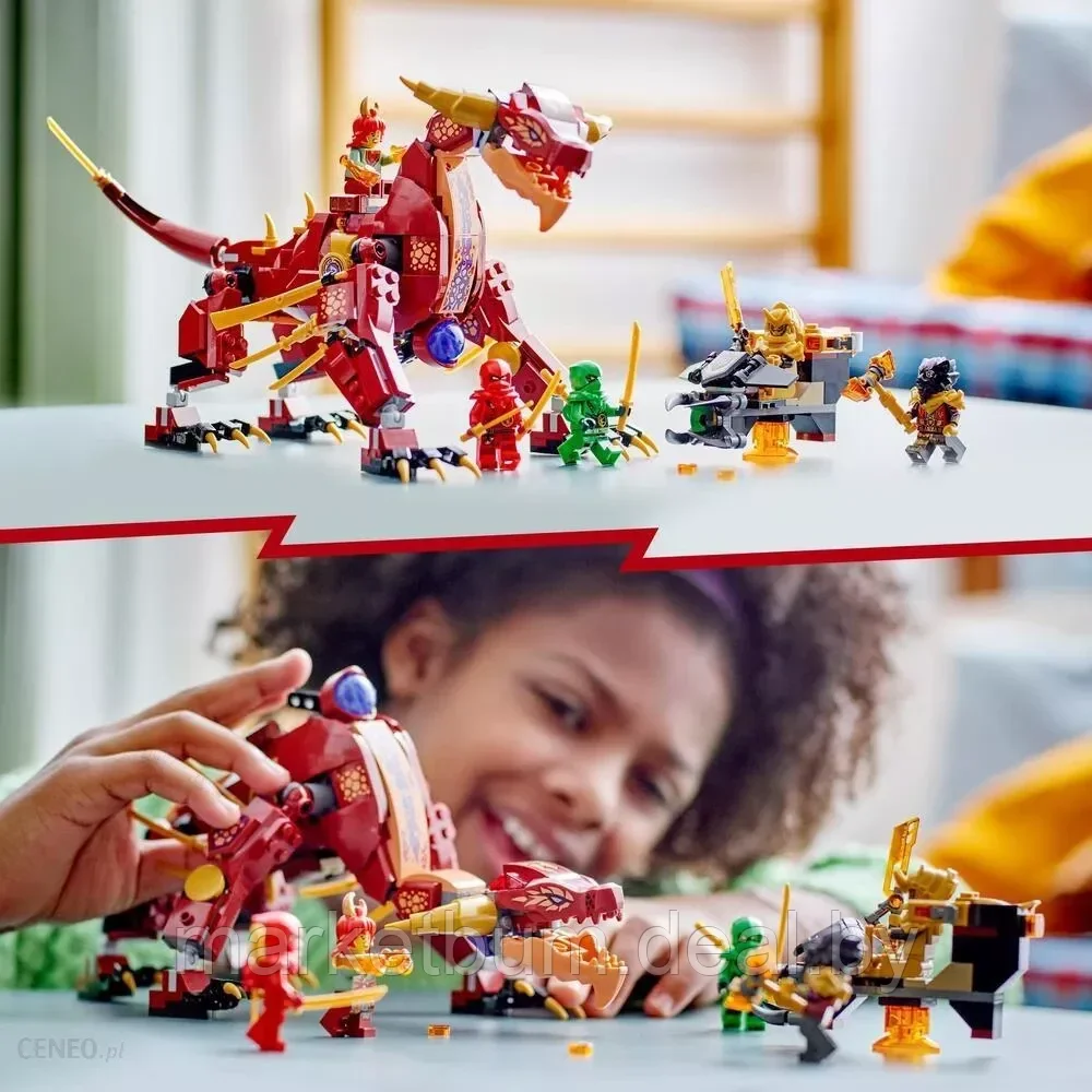 Конструктор LEGO Ninjago 71793, Лавовый дракон превращающийся в огненную волну - фото 9 - id-p216442499
