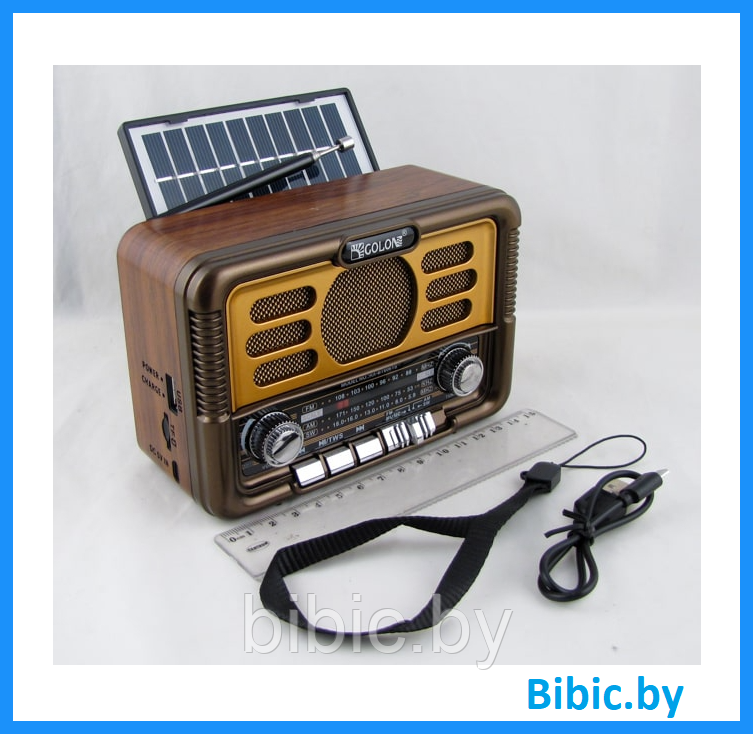 Портативный радиоприемник Golon RX-BT6061S Solar Power. Мощный беспроводной приёмник, акустическая система