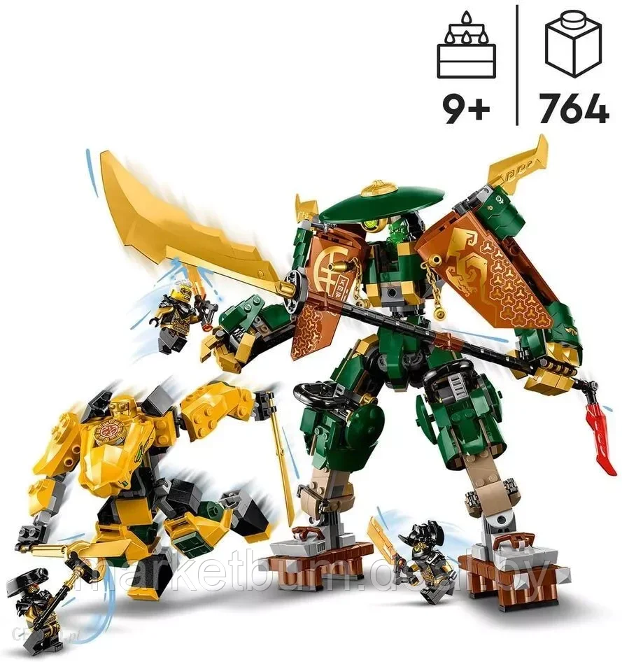Конструктор LEGO Ninjago 71794, Команда роботов-ниндзя Ллойда и Арина - фото 3 - id-p216446983