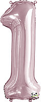 Шар фольгированный Цифра "1", 86 см, Slim, светло-розовый