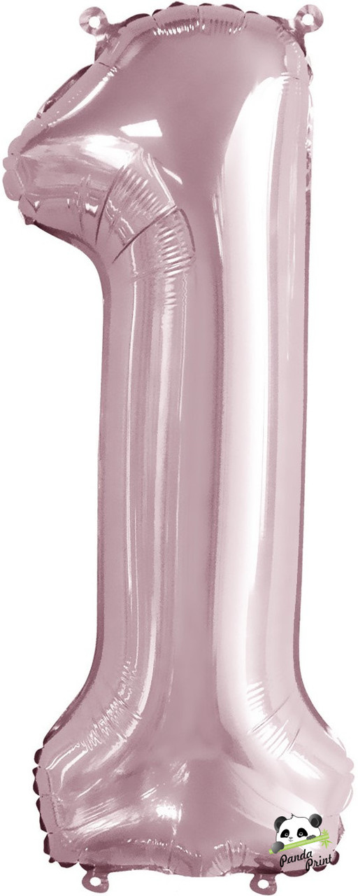 Шар фольгированный Цифра "1", 86 см, Slim, светло-розовый - фото 1 - id-p216448869