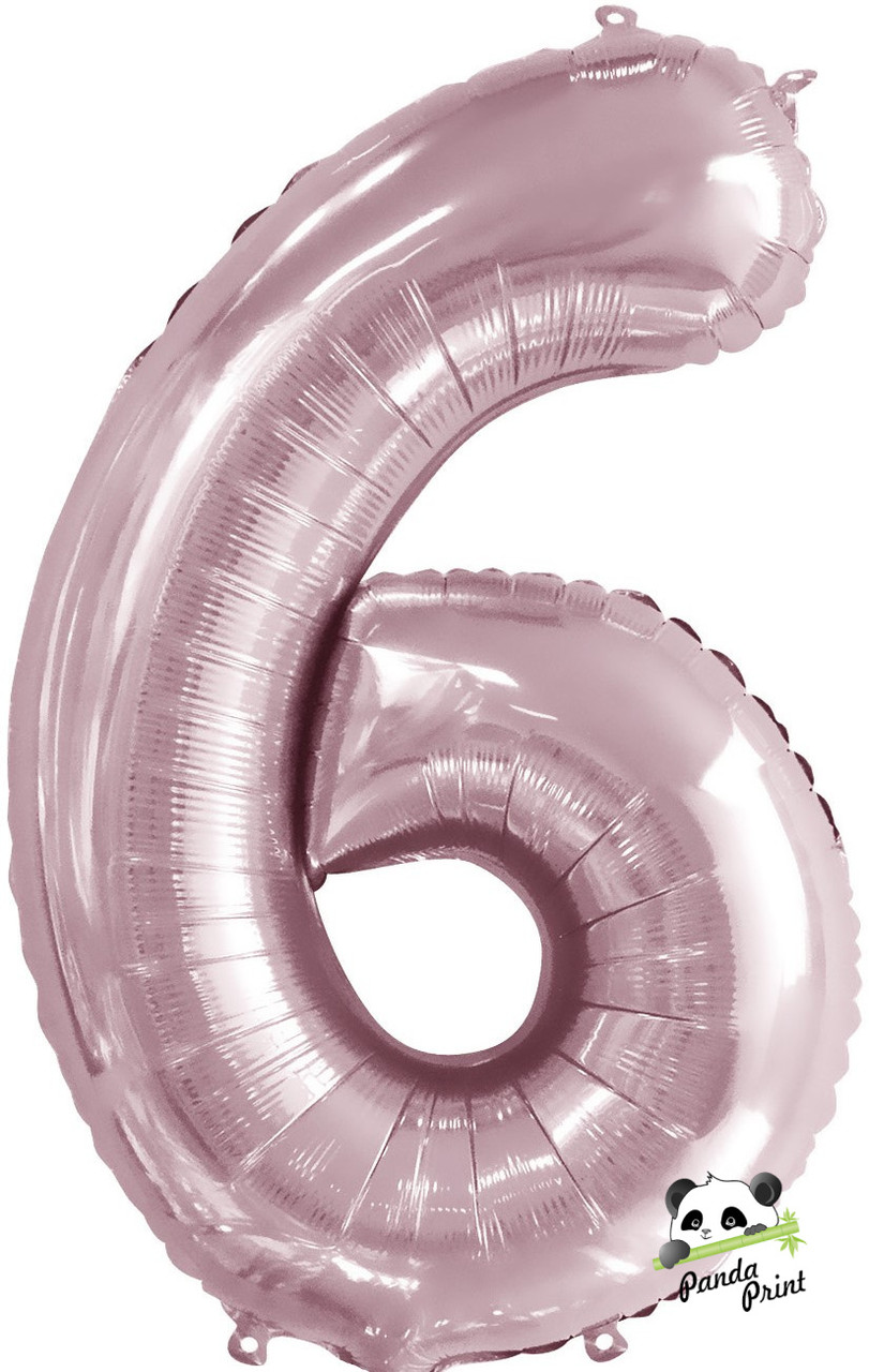 Шар фольгированный Цифра "6", 86 см, Slim, светло-розовый - фото 1 - id-p216449059