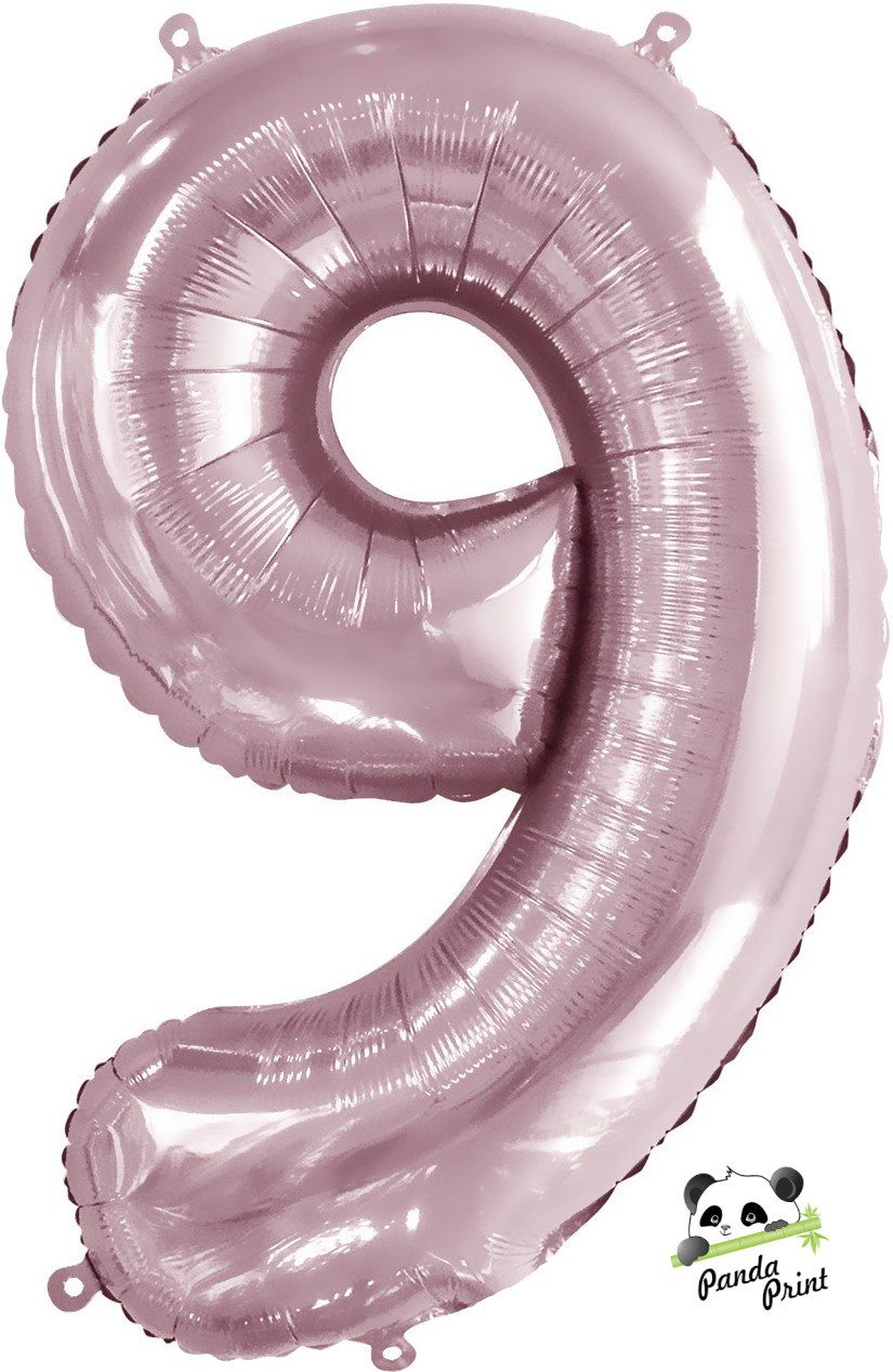 Шар фольгированный Цифра "9", 86 см, Slim, светло-розовый - фото 1 - id-p216449152