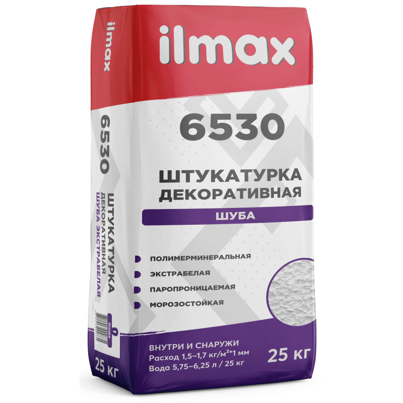 Ilmax 6530  (25кг) под окраску защ.-отдел. штукатурка .для наруж. и внутр. работ (1.0мм)