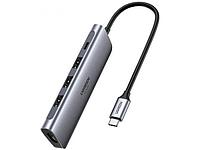 Хаб USB Ugreen CM136 USB-C - 3xUSB3.0+HDMI+USB-C Space Grey 70495