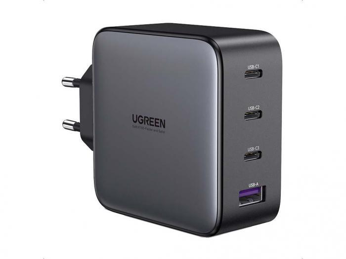 Зарядное устройство Ugreen USB A + 3xUSB-C 100W GaN 40747 - фото 1 - id-p216382625