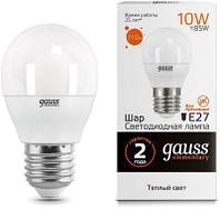 Упаковка ламп LED GAUSS E27, шар, 10Вт, 10 шт. [53210]