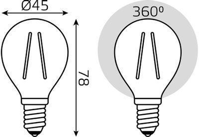 Упаковка ламп филаментная GAUSS E14, шар, 11Вт, 10 шт. [105801211] - фото 5 - id-p215430948