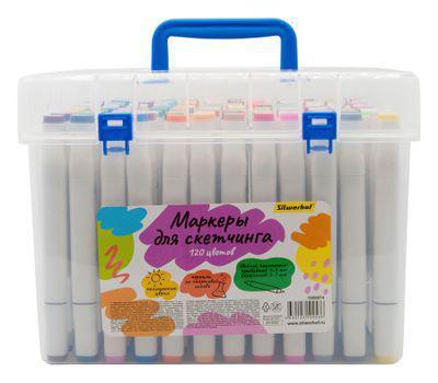 Набор маркеров для скетчинга Silwerhof 120 цвет., 1-7 мм, двойной пишущий наконечник - фото 1 - id-p215621280