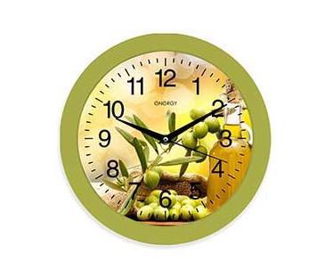 Настенные круглые часы со стрелками кварцевые MP75 оливковые интерьерные оригинальные для кухни на батарейках - фото 1 - id-p216153753