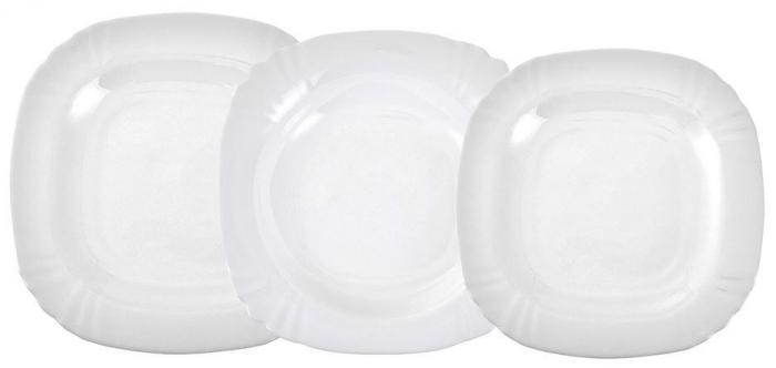 Набор столовый посуды обеденный сервиз суповые десертные тарелки квадратные белые на 6 персон 18 предметов - фото 1 - id-p216153483
