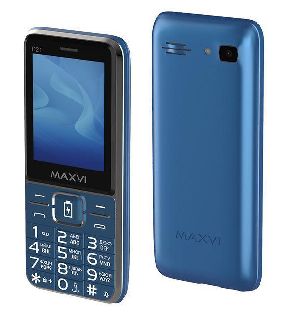 Кнопочный мобильный телефон для слабослышащих пожилых людей MAXVI P21 синий - фото 1 - id-p216381862