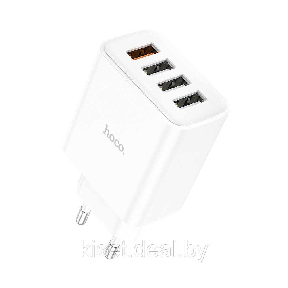 Сетевое зарядное устройство Hoco C102A 4 порта USB-A 28.5W белый - фото 1 - id-p216481489