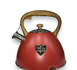 Чайник универсальный из нержавеющей стали SA-306 3 литра, чайник металлический со свистком красный