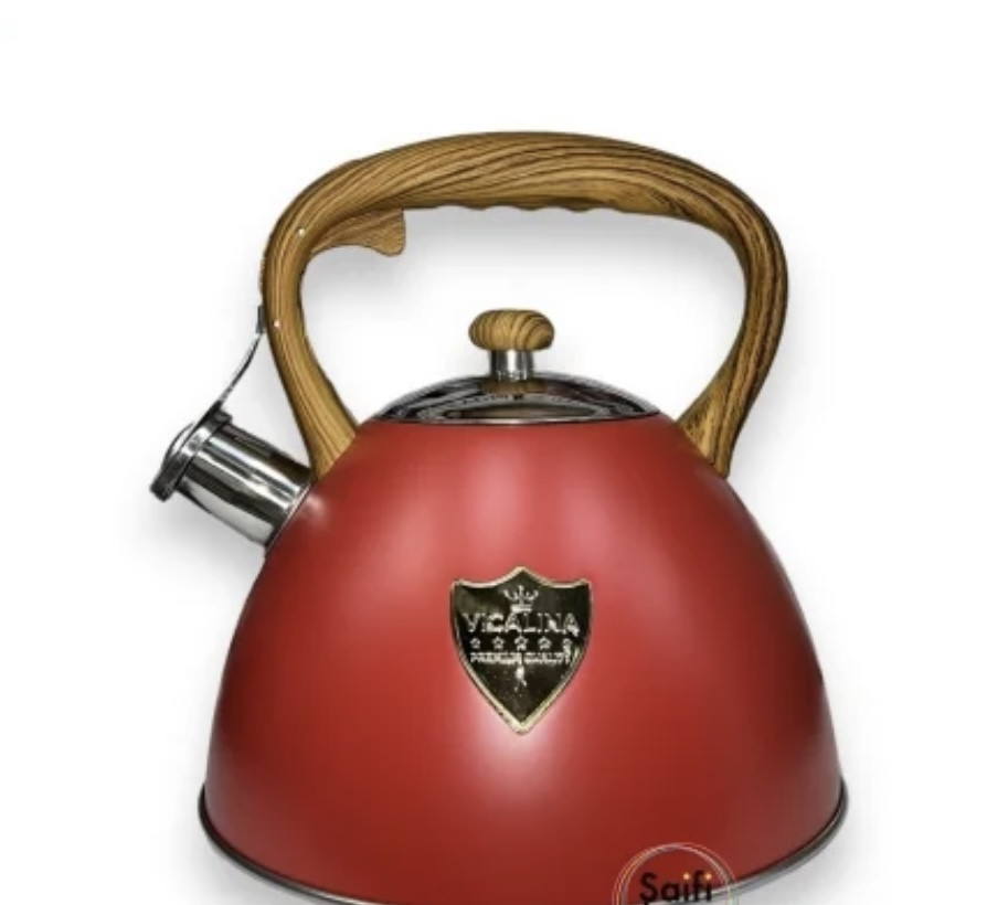 Чайник универсальный из нержавеющей стали SA-306 3 литра, чайник металлический со свистком красный - фото 1 - id-p216482631