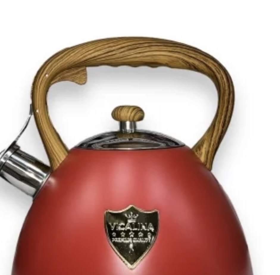 Чайник универсальный из нержавеющей стали SA-306 3 литра, чайник металлический со свистком красный - фото 2 - id-p216482631