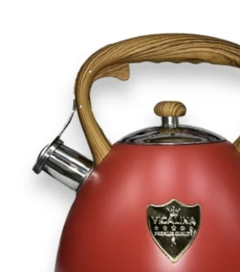 Чайник универсальный из нержавеющей стали SA-306 3 литра, чайник металлический со свистком красный - фото 3 - id-p216482631