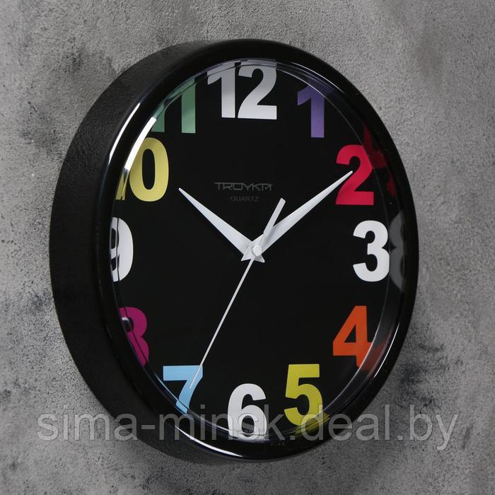 Часы настенные, серия: Детские, "Радужные цифры", d-23 см, черный обод - фото 2 - id-p216482843