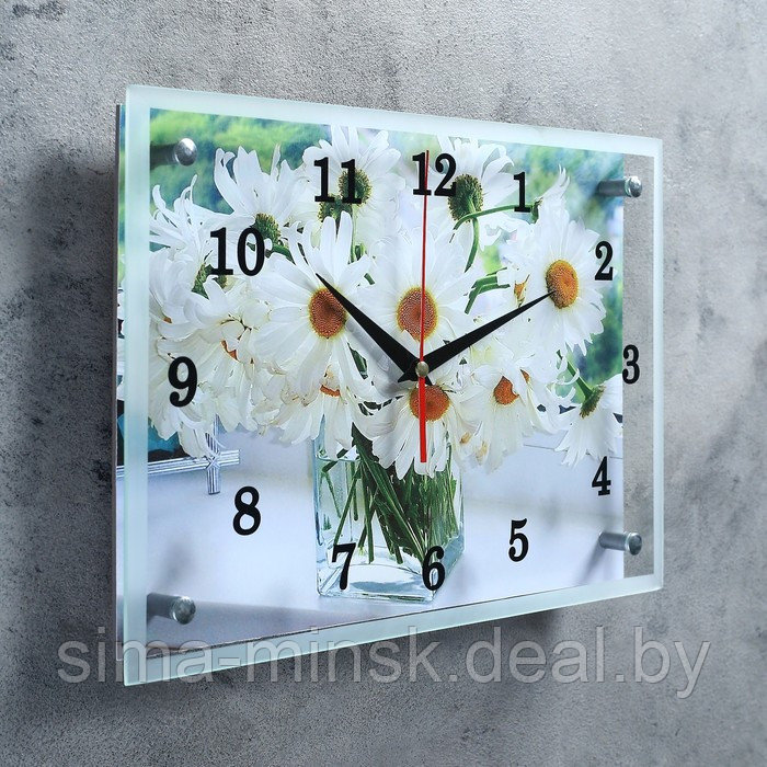 Часы настенные, серия: Цветы, "Ромашки в прозрачной вазе", 25х35 см - фото 2 - id-p216482849
