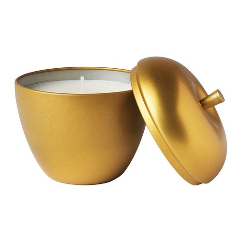 IKEA/ ВИНТЕРФИНТ  ароматическая свеча, 24 ч, в форме яблока/Зимние яблоки золотой