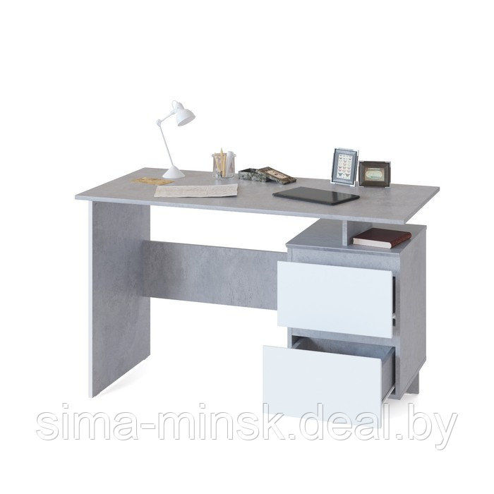 Стол письменный «СПм-19», 1200 × 600 × 744 мм, цвет бетон / белый - фото 2 - id-p216483736
