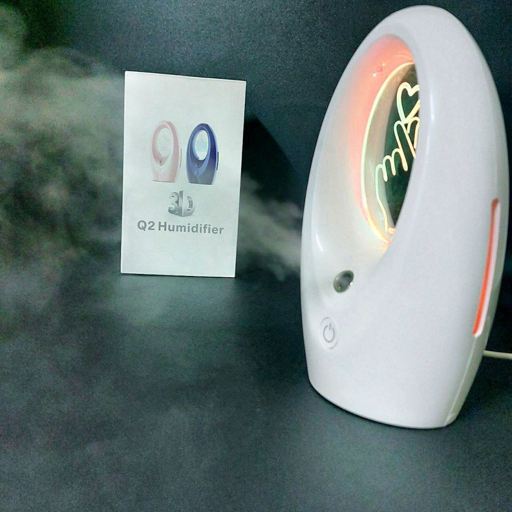 Ультразвуковой увлажнитель (аромадиффузор) воздуха ночник Humidifier Q2 с 3D подсветкой 320 ml - фото 2 - id-p216372979