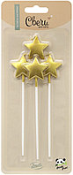 Свечи Звезда на шпажках, золото, металлик, 3+11 см, 4 шт (арт.802951)