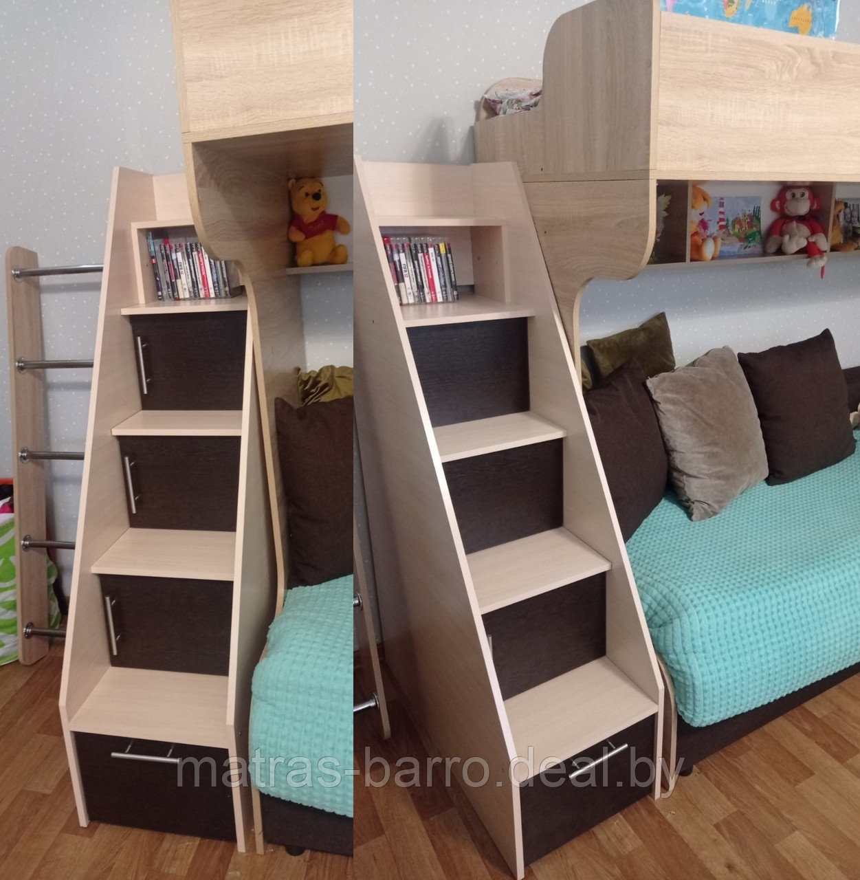 Лестница-комод высокая для двухъярусной кровати. Выбор цвета ЛДСП - фото 4 - id-p216501053