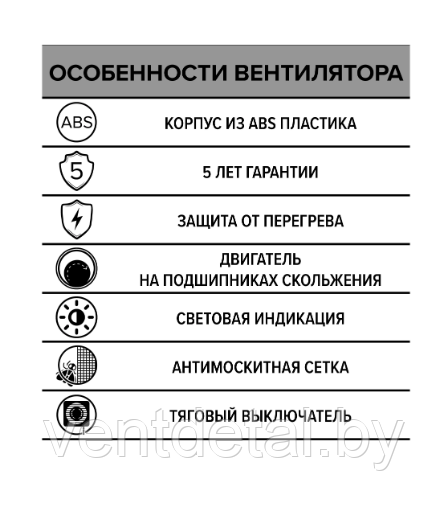 Вентилятор бытовой D100 ERA 4-02 + выключатель - фото 7 - id-p216503311