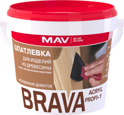 Шпатлевка BRAVA ACRYL PROFI-1 для изд. из древесины белая 1,0 л (1,3 кг) - фото 1 - id-p215307608