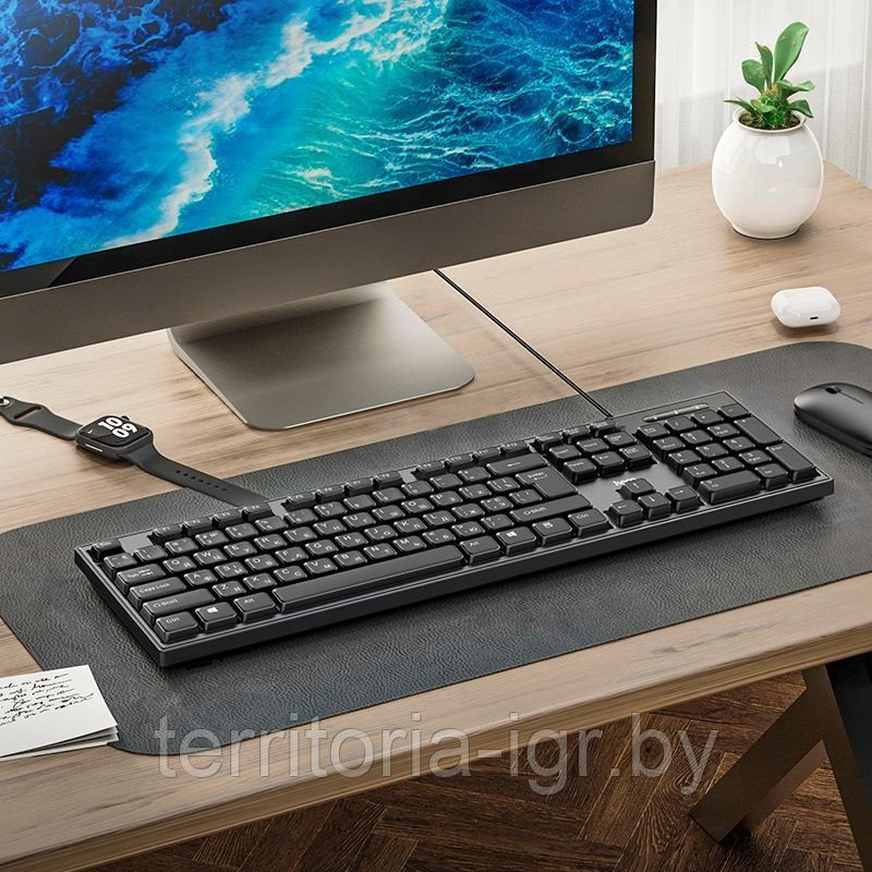 Клавиатура проводная бизнес-модель GM23 черный Hoco - фото 3 - id-p216504315