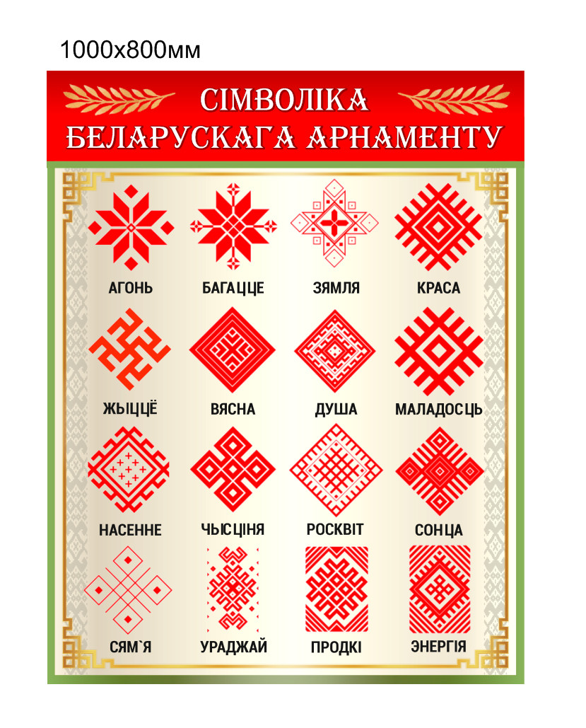 Стенд "Символика Белорусского орнамента" 1000х800мм - фото 1 - id-p216506374