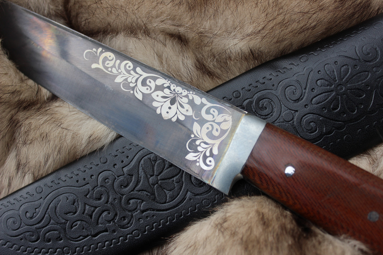 Нож Пчак с текстолитовой ручкой, с кожаным чехлом (средний) - фото 2 - id-p203866992