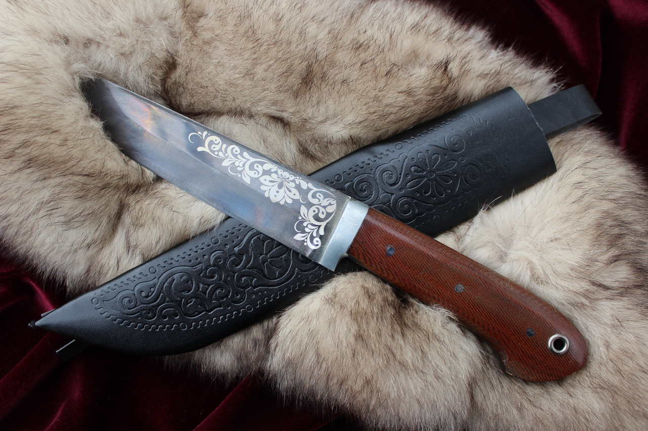 Нож Пчак с текстолитовой ручкой, с кожаным чехлом (средний) - фото 1 - id-p203866992