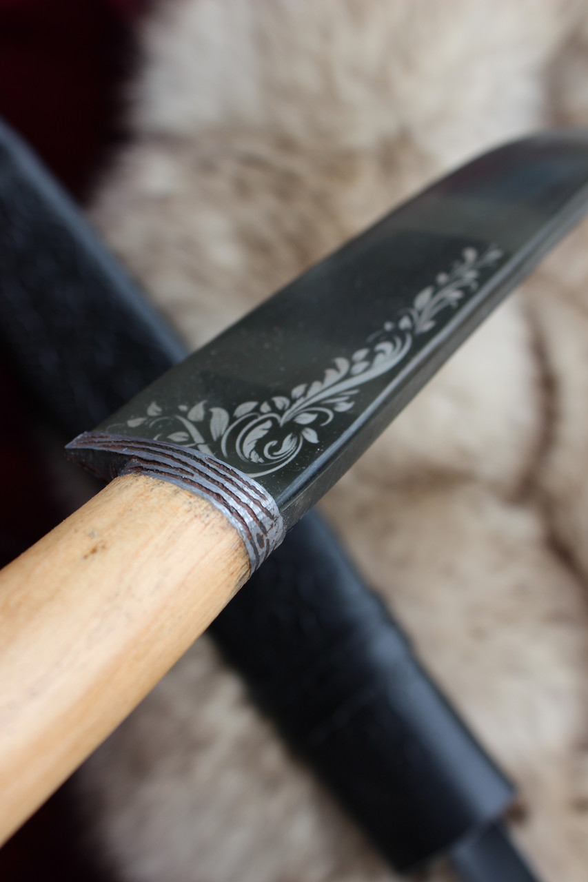 Нож Пчак с деревянной ручкой, с кожаным чехлом (средний) - фото 3 - id-p216508168