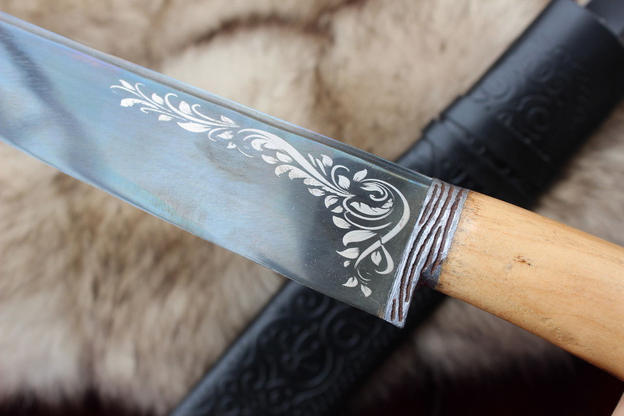 Нож Пчак с деревянной ручкой, с кожаным чехлом (средний) - фото 2 - id-p216508168