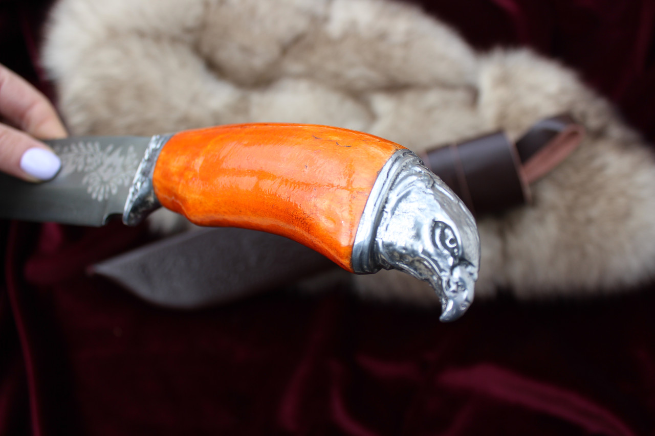 Охотничий нож Голова Зверя (Орел), деревянная лакированная ручка - фото 4 - id-p216508266