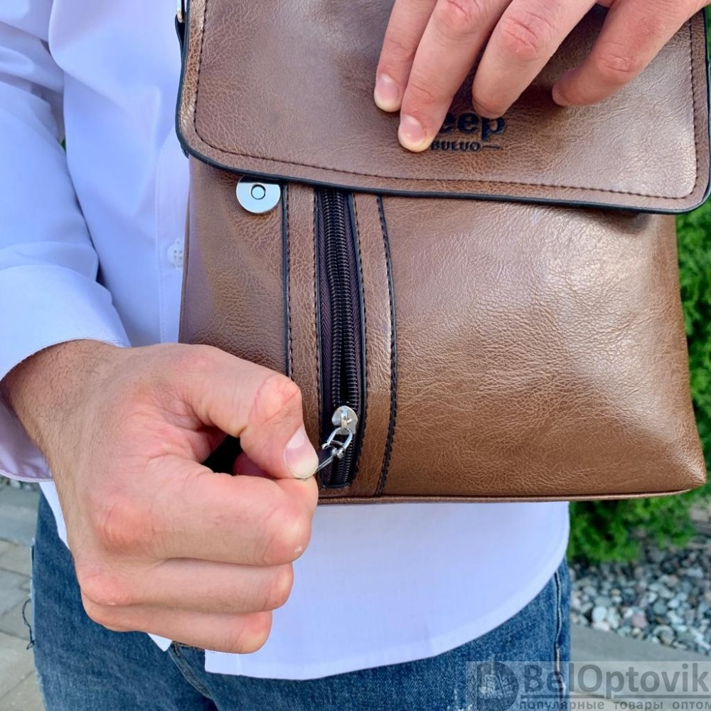 Мужская сумка-планшет через плечо Polo Videng тёмно-коричневый - фото 5 - id-p216508378