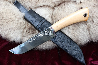 Нож Пчак с деревянной ручкой, с кожаным чехлом (средний)